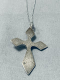 Noteworthy Vintage Native American Zuni Royston Turquoise Sterling Silver Cross Necklace-Nativo Arts