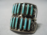 Marvelous Vintage Zuni Native American Needle Turquoise Sterling Silver Ring-Nativo Arts
