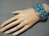 Heavy Huge Vintage Native American Navajo Cel Yazzie Turquoise Sterling Silver Bracelet Old-Nativo Arts