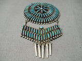 One Of The Finest Vintage Zuni Native American Navajo Turquoise Sterling Silver Pin Old-Nativo Arts