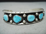 Impressive Vintage Native American Navajo 5 Turquoise Sterling Silver Bracelet-Nativo Arts