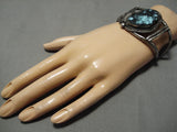 Scarce!! Vintage Native American Navajo Blue Eagle Turquoise Sterling Silver Bracelet Old-Nativo Arts
