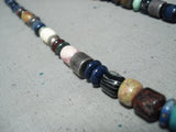 Authentic Vintage Native American Navajo Thomas Singer Lapis Turquoise Sterling Silver Necklace-Nativo Arts