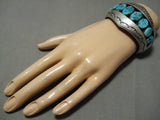Colossal! Vintage Native American Navajo Turquoise Sterling Silver Bracelet Old-Nativo Arts