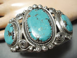 Gigantic Vintage Native American Navajo Old Morenci Turquoise Sterling Silver Bracelet-Nativo Arts