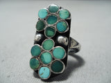 Early 1900's Vintage Native American Zuni Dishta Cerrillos Turquoise Sterling Silver Ring Old-Nativo Arts