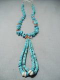 Opulent Vintage Navajo Turquoise Nugget Coral Native American Necklace Old-Nativo Arts