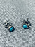 Cute Petite Vintage Native American Navajo Turquoise Sterling Silver Earrings-Nativo Arts