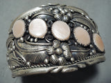 Best Vintage Native American Navajo Pink Shell Leaf Sterling Silver Bracelet-Nativo Arts