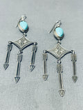 Expressive Vintage Native American Navajo Blue Gem Turquoise Sterling Silver Earrings-Nativo Arts