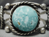 Rare Early Deposit Vintage Native American Navajo Carico Lake Turquoise Sterling Silver Bracelet-Nativo Arts