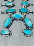 262 Gram Athntc Vintage Native American Navajo Turquoise Sterling Silver Squash Blossom Necklace-Nativo Arts