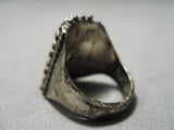 One Of The Best Vintage Native American Zuni Cerrillos Turquoise Sterling Silver Snake Eyes Ring-Nativo Arts