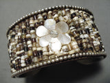 One Of The Best Vintage Native American Navajo Flower Heishi Sterling Silver Bracelet Cuff-Nativo Arts