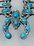 Authentic Vintage Native American Navajo Turquoise Sterling Silver Squash Blossom Necklace-Nativo Arts