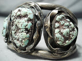 Authentic Best Vintage Native American Navajo Green Seafoam Turquoise Sterling Silver Bracelet-Nativo Arts