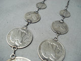 Immense Navajo Native American Sterling Silver Coin Necklace-Nativo Arts