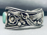 Expressive Native American Navajo Royston Turquoise Sterling Silver Eagle Bracelet Signed-Nativo Arts