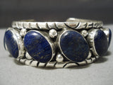 Best Vintage Native American Navajo Slanted Lapis Sterling Silver Bracelet Old-Nativo Arts