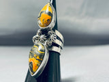 Mesmerizing San Felipe Signed Honey Bee Jasper Sterling Silver Huge Ring-Nativo Arts