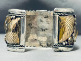 Important Chee Eagle Vintage Native American Navajo Sterling Silver Gold Bracelet-Nativo Arts