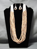 Native American Tremendous Rare Santo Domingo Coral White Shell Sterling Silver Necklace-Nativo Arts
