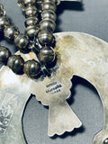 Very Rare Vintage Native American Navajo Amber Sterling Silver Squash Blossom Necklace-Nativo Arts