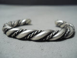 Thick Vintage Native American Navajo Sterling Silver Rope Twist Bracelet-Nativo Arts