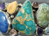 Absolutely Incredible Vintage Native American Navajo Turquoise Lapis Sterling Silver Bracelet-Nativo Arts