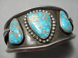 One Of The Best Vintage Native American Navajo Carico Lake Turquoise Sterling Silver Bracelet-Nativo Arts