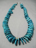 Exceptional Vintage Native American Navajo Teardrop Turquoise Sterling Silver Necklace-Nativo Arts
