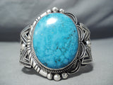 Monstrous Vintage Native American Navajo Blue Diamond Turquoise Sterling Silver Bracelet-Nativo Arts