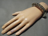 Ornamental Vintage Navajo Sterling Silver Bracelet Old Native American-Nativo Arts