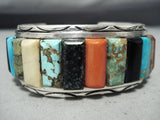 Heavy Thick Vintage Native American Navajo Royston Turquoise Sterling Silver Bracelet Old-Nativo Arts