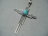 Expressive Navajo Turquoise Sterling Silver Cross Pendant Native American-Nativo Arts