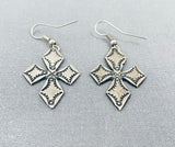 Linda Marble Important Vintage Native American Navajo Sterling Silver Cross Earrings-Nativo Arts
