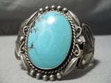 Rare Vintage Native American Navajo Blue Diamond Turquoise Sterling Silver Bracelet-Nativo Arts