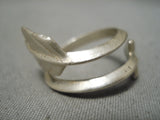 Very Rare Vintage Native American Navajo Coiled Arrow Adjustable Sterling Silver Ring Old-Nativo Arts