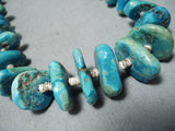 Striking Vintage Native American Navajo Kingman Royston Turquoise Heishi Necklace-Nativo Arts