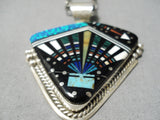 So Intricate!! Vintage Native American Navajo Turquoise Kachina Sterling Silver Necklace-Nativo Arts
