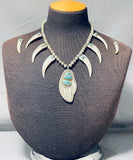 Powerful Vintage Native American Navajo Pearl Sterling Silver Turquoise Necklace-Nativo Arts
