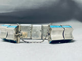 Native American Heavy Expert Workmanship Vintage Southwest Turquoise Sterling Silver Bracelet-Nativo Arts