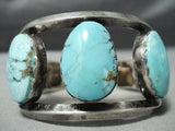 Monster Vintage Native American Navajo Blue Diamond Turquoise Sterling Silver Bracelet Old-Nativo Arts