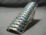 One Of The Tallest Vintage Native American Zuni Needle Turquoise Sterling Silver Ring-Nativo Arts