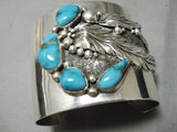 Rare Colossal Vintage Native American Navajo Old Morenci Turquoise Sterling Silver Bracelet-Nativo Arts