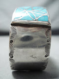 Rare Vintage Native American Zuni Blue Gem Turquoise Sterling Silver Bracelet Old-Nativo Arts