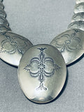 Incredible Vintage Native American Navajo Hand Tooled Sterling Silver Bead Necklace-Nativo Arts