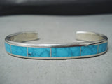 Spectacular Zuni Kingman Turquoise Sterling Silver Bracelet Native American-Nativo Arts
