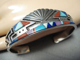 Native American Important Vintage Navajo Turquoise Inlay Sterling Silver Bracelet-Nativo Arts