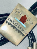 Important Native American Navajo Firerock Employee Turquoise Sterling Silver Bolo Tie-Nativo Arts